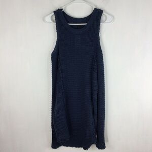 Elan Cold Shoulder Blue Sweater Dress Cotton
